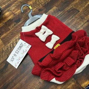 Jingles & Joy Red and White Ruffled Dog Sweater